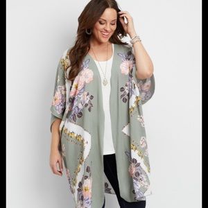 Maurices Sage Green Floral Kimono